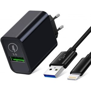 AYU-Chargeur Secteur pour Samsung A51 A71 A52 A32 S10 Plus/S10E A12 A23 5G A04s,Note 10 9 8 5G,Huawei P40 P20 P30 Lite Pro,18W Quick Charge 3.0 Rapide+1.8M USB Cable - Neuf