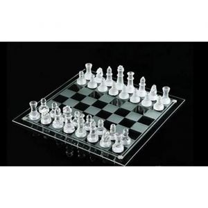 Jeu D'échec En Verre Echiquier En Verre 32 Pièces 25 Cm - Neuf