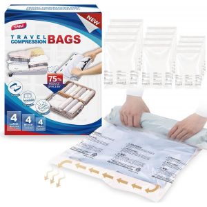 Sacs de Voyage Sous Vide Roul&eacute; &agrave; la Main Lot de 12,4L,4M,4S Sacs de Rangement Sous Vide pour Voyage,V&ecirc;tements,Literie, et Housse Rangement Vetement Pas Besoin de Pompe - Neuf