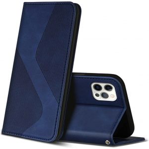 KALANKA-Coque pour iPhone 12 / iPhone 12 Pro, Premium &Eacute;tui Housse en Cuir de Protection avec [Emplacements Cartes] [Magnetique], Clapet Folio Portefeuille pour iPhone 12 / iPhone 12 Pro (Bleu) - Neuf