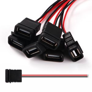 6 Pièces 3A 2 Broches USB Prise, Connecteur USB Femelle 2 Fils, avec 100mm 24 AWG Câble - Neuf