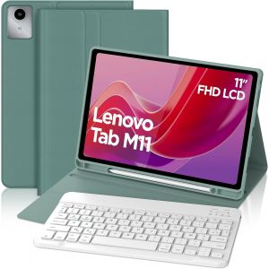 Clavier pour Lenovo Tab M11 11'' 2024, AZERTY Fran&ccedil;ais Clavier Bluetooth sans Fil, Intelligent Housse pour Lenovo Tab M11 Tablette TB-330XU/330FU - Vert Fonc&eacute; - Neuf