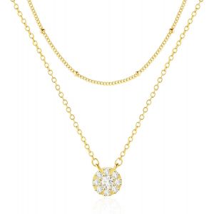 Kal-Collier De Diamants Pour Femmes, Collier En Or Délicat Colliers Superposés Plaqués Or 18 Carats | Square Teardrop Cross Pearl Pendentif Collier Bijoux Cadeaux Pour Les Filles - Neuf