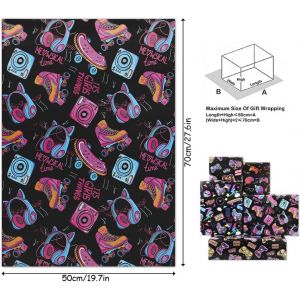 80 90 Papier Cadeau Pour Enfants Gar&ccedil;ons Filles,Papier Cadeau Anniversaire De Musique &Eacute;lectronique Jeu Vid&eacute;o Graffiti Hip-Hop,4 Feuilles 50 X 70 Cm Pour F&ecirc;te Anniversaire R&eacute;tro Nn&eacute;on De Ann&eacute;es 90 8 - Neuf