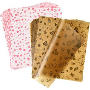 Jexnovashop-Astaron 100pcs Feuilles De Papier Cir&eacute; De No&euml;l Pour L'emballage Des Aliments, Biscuits, Bonbons, Sandwichs Et Aliments Frits - Neuf