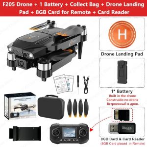 Drone F205 Avec Double Caméra 4k Hd Wifi Fpv Rc Hélicoptère Pliable Dron Quadrirotor Sans Brosse Avec Écran Télécommande Jouet Cadeau-Option 2- - Neuf