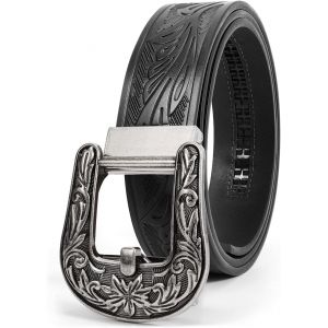 Cauc-Western Cowboy Ceinture &Agrave; Cliquet Micro R&eacute;glable Ceinture Homme Avec Boucle Automatique Pour Jeans Casual - Neuf