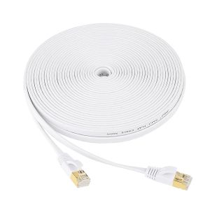 KALANKA-Cat 7 Plat C&acirc;ble Ethernet, 10m C&acirc;ble R&eacute;seau avec Plaqu&eacute; rj45, 10 Gbps 600MHz 8P8C C&acirc;ble R&eacute;seau LAN Haut D&eacute;bit, Compatible Cat6/Cat5 und pour Routeur, Switch Modem, TV Box, PC Portable - Neuf