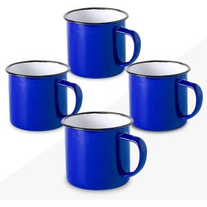 Eryi-U2013 Set Tasses Vintage, Tasse Retro, Mug Old School, Métallique, Dans Une Boîte Cadeau (Couleurs Varièes) (Bleu, 4 Tasses) - Neuf