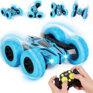 Voiture télécommandée 4 roues motrices 2,4 GHz pour garçons de 6, 7, 8, 9 et 10 ans (16,5 x 16 x 7 cm) Voiture cascadeuse à 360° avec jouets musicaux pour garçons et filles - Neuf