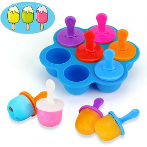 Mini Silicone De Glace À La Crème De Moule, Réutilisable Glace À La Crème De Moules, De 7 Cube De Glace Moules, De Glaces, De Sorbets, De La Nourriture Pour Bébé, Etc. (Bleu) - Neuf