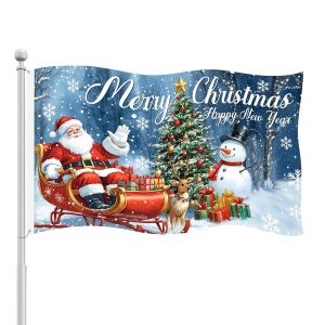 Mevronisshop-Drapeau De Noël, 90x150cm Double Face Grande Drapeaux De Noël Pour L'extérieur Bonne Année Bannière Festival Décorations Idéal Pour Maison Le Jardin (Style 1) - Neuf