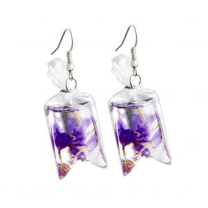 Boucles D'oreilles Pendantes En Resine Pour Femme Et Fille, Bijoux Tendance, Cadeau (Violet) - Neuf