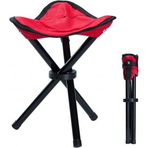 3 Leg Toile Pliable Portable Tabouret Trépied Pour La Randonnée, Le Camping, La Pêche, Pique-Nique, Plage, Barbecue, Voyage, Randonnée, Jardin (Rouge) - Neuf