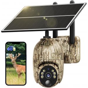ChenQuanSarl-4G Lte Caméra Surveillance Solaire Extérieure Sans Fil, 2K Caméra De Chasse Avec Sim Préinstallé, 360° Rotation, Audio Bidirectionnel, Pir Détection, Vision Nocturne Couleur, Etanche Ip6 - Neuf