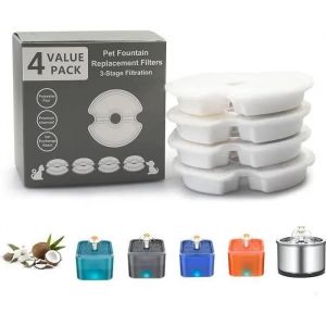 Hautstore Filtres 4 Pièces Pour Fontaine D'eau De Fleur De Fontaine De Chat , Adapté À La Fontaine De Chat/Chien En Acier - Neuf