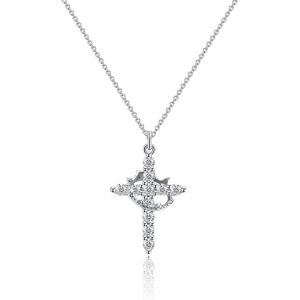 Collier Avec Croix En Oxyde De Zirconium Pav&eacute; Et Couronne Torsad&eacute;e, Collier Plaqu&eacute; Or 18 Carats Avec Pendentif En Forme De Croix Tournante, Collier Croix En Cristal Diamant - Neuf