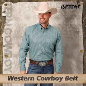 Tzf-Ceinture Western Pour Hommes Et Femmes Cowgirl Cowboy Gravée En Relief Tooled Ceinture En Cuir Avec Boucle Pour Pantalon En Jean Rodeo - Neuf