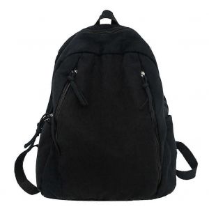 Unisexe Grande Toile Sac &agrave; dos avec Bretelles Ajustables, Poches Multiples, Noir, Id&eacute;al pour une Utilisation en Ext&eacute;rieur, Haute Capacit&eacute; - Neuf