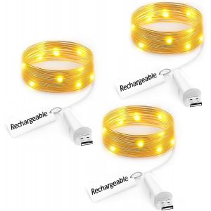 JGD-Guirlandes LED Rechargeables &iquest; Lumi&egrave;res sur Fil de Cuivre &agrave; Piles USB pour D&eacute;cor DIY, Chambre, Mariage et No&euml;l - Neuf