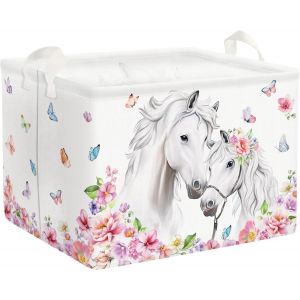 Tianyi-Panier Rangement B&eacute;b&eacute; Famille Animaux Corbeille &Agrave; Linge Sale Gar&ccedil;on Fille Pour V&ecirc;tement Boite De Rangement Jouet Pour Salle De Bain Chambre &Agrave; Coucher, Cheval, 40*30*30 Cm - Neuf