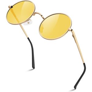 Ronde Lunettes De Soleil Polarisées Pour Homme Femme Style Retro Vintage En Cercle Métallique Uv400 Lunettes De Soleil - Neuf