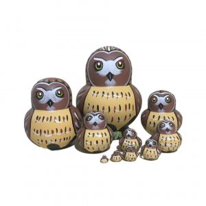 lot de 10 pièces de chouette mignonne thème animal en bois empilable crèche de Noël faite à la main poupée russe enfant cadeau jeu - Neuf