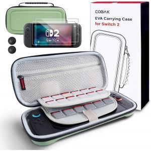 &Eacute;tui de Transport Grande Capacit&eacute; pour Nintendo Switch 2 (2025),Pochette de Voyage Ultra-Mince en EVA Premium avec 24 Cartouches de Jeu,Prot&egrave;ge-&Eacute;cran,Sac de Rangement pour Accessoires,Matcha - Neuf