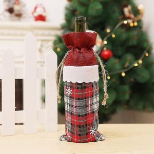 La Bouteille De Vin Rouge D&eacute;coration De Jeu De D&eacute;coration De No&euml;l Elk Bonhomme De Neige Tartan Linge De Bouteille De Vin - Neuf