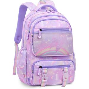 KALSC-Cartable Fille Primaire,Sac À Dos Pour Enfant Kawaii Léger Et Imperméable Sac Ecole Fille Sac À Dos Voyage Pour Les Enfants De 6 À 10 Ans,Pourpre - Neuf