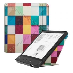 Étui pliable pour livres électroniques 7 pouces Rakuten Kobo Libra H2O, étui avec rabat multi plis en cuir PU étui à rabat intelligent, support pour Kobo Libra H2O + Film + stylo Magic cube - Neuf