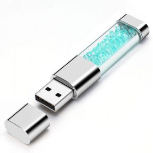 Cl&eacute; USB 64 Go, Clef USB 2.0 Cl&eacute; &agrave; Molette Flash Drive Stockage Disque M&eacute;moire Stick pour Le Stockage et la Sauvegarde Cristal Bleu Mignon - Neuf