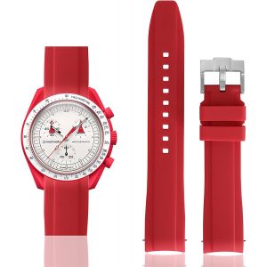 Kal-Bracelet En Caoutchouc Incurv&eacute; Compatible Avec Omega X Swatch Speedmaster Moonswatch 20mm Bande De Remplacement Douce Pour Hommes Et Femmes - Neuf