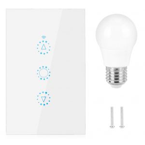 HJLIAN Interrupteur tactile intelligent a LED, variateur d'intensite, telecommande Wi-Fi, minuterie intelligente avec ampoule (prise americaine blanche 90-250 V) - Neuf