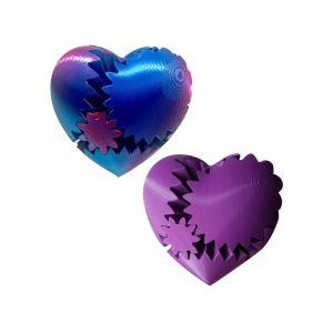 Lot de 2 balles anti-stress en forme de coeur - Violet - Imprim&eacute;es en 3D - Neuf