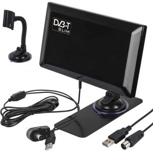 MCTV-948 Antenne d'int&eacute;rieur Active DVB-T/T2 H.265 HEVC avec amplificateur Ventouse et Support USB 5 V - Neuf
