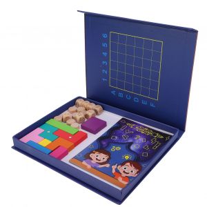 Jeu de blocs logiques en bois pour enfants, puzzle de correspondance de formes, blocs de construction, jouet educatif - Neuf