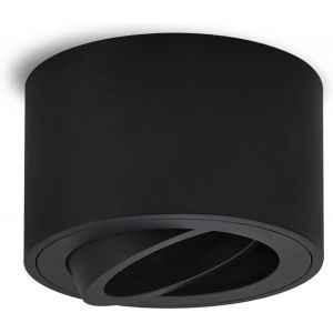 Kal-Plafonnier Spot¿80×50mm Ultra-Plat, Rotatif À 45° Spot En Saillie Orientable,Aluminium Rond Noir Mat Apparent Downlight Lampe De Plafond Pour Modules Led,Ampoule Non Incluse - Neuf