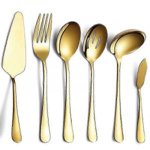 Ensemble d'ustensiles de service de 6 pièces,ensemble d'ustensiles de service,inclure une pelle à gâteau,une portion à fentes - Neuf