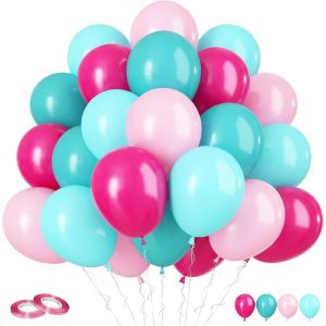 SJZG-Lot De 60 Ballons Multicolores En Latex Avec 2 Rouleaux De Ruban Pour Anniversaire, F&ecirc;te Pr&eacute;natale, Mariage, Anniversaire De Mariage, 30,5 Cm - Neuf