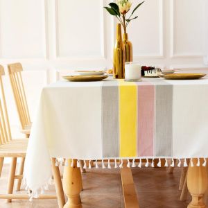 Sjzg-Nappe Lavable Nappes Aspect Lin Anti-T&acirc;ches Linge De Table En Coton Hydrofuge Nappes En Lin Pour Pique-Nique&iquest;140 * 180&iquest; - Neuf