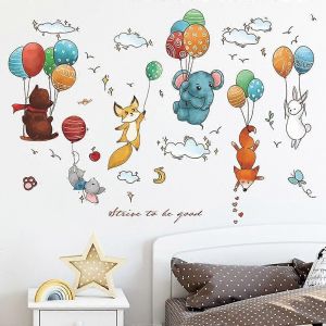 Autocollants Muraux Animaux,Stickers Muraux Animaux De Chambre D'enfant,Autocollants Muraux De Chambre De B&eacute;b&eacute; Aquarelle,Autocollants Muraux Animaux Ballon,Autocollants Muraux Bricolage,Mignon Po - Neuf