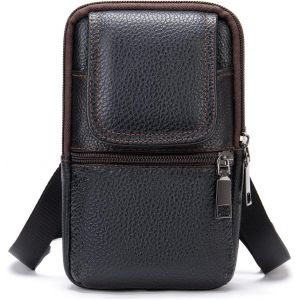 CAUC-Sac &agrave; Bandouli&egrave;re pour T&eacute;l&eacute;phone Portable Homme, Vertical Sac de Taille de T&eacute;l&eacute;phone Cuir, Universel Homme &agrave; Etanche Banane Randonn&eacute;e Sacoche Carte Cr&eacute;dit Telephone Portable bandouli&egrave;re Portefeu - Neuf