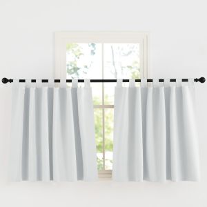 Eryi-Rideaux Court Thermiques Occultant Isolation À Froid/Chaleur Pour Lit Cabinet Chambre De Fenêtre Cuisine, Lot De 2 Panneaux Avec Pattes, L140xh100cm, Gris Blanc - Neuf