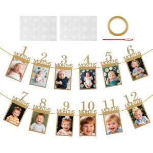 Chicslick-Guirlande D'anniversaire Pour Bébé De 1 À 12 Mois - 1er Anniversaire - Décoration Murale À Suspendre - 1 An - Papier Kraft - Première Décoration D'anniversaire Pour Garçons Et Fill[X655] - Neuf