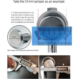Tamper &agrave; expresso calibr&eacute; pour machine &agrave; caf&eacute;,antiadh&eacute;sif et auto-nivelant avec poign&eacute;e raffin&eacute;e,base plate en acier inoxydable,(53 mm,noir mat) - Neuf