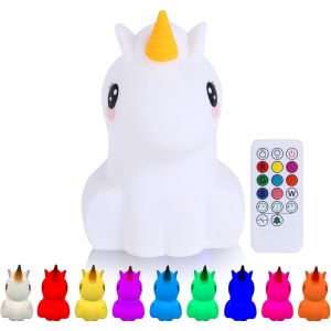 &reg; Veilleuse Licorne (Grande) - Avec Fonction De Tapotement Et T&eacute;l&eacute;commande - Lampe Led De Nuit Rechargeable - Cadeau De Naissance - Jouet - Chambre De B&eacute;b&eacute; - Lampe Enfant Premium - Neuf
