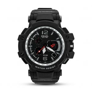 Analogique Et Num&eacute;rique &Agrave; Double Affichage Montre Pour Hommes Montre-Bracelet Ronde Multifonctionnelle (Noir + Argent) - Neuf