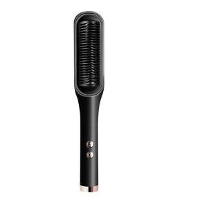 Brosse Lissante Chauffante Pour Cheveux Crépus - Lisseur Avec Peigne Intégré, Chauffage Ptc 25 S, 4 Réglages De Température Et Anti-Brûlure, Noir - Neuf