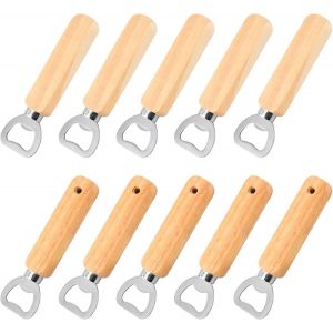 Decapsuleur Biere, 10 Pièces Tire Couchon, Décapsuleur Original, Ouvre-Bouteille En Bois Naturel En Acier Inoxydable Durable Et Portable, Excellent Cadeau Pour Homme - Neuf